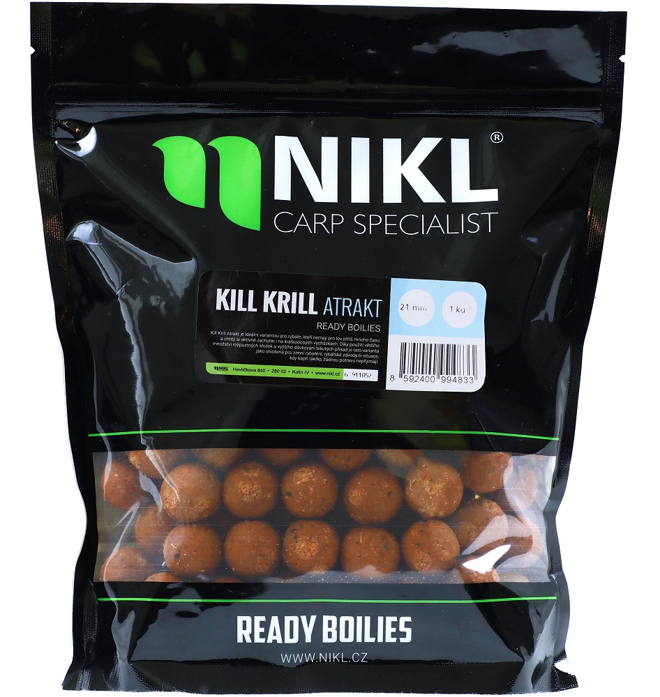 Nikl hotové boilie kill krill atrakt - 3 kg 24 mm.