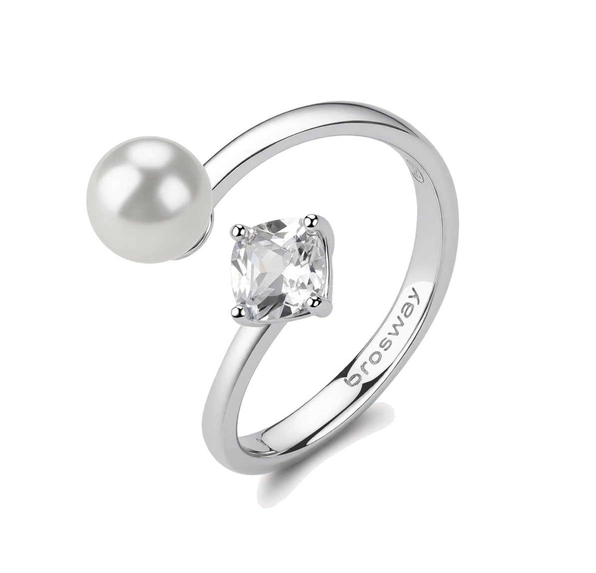 Brosway Pôvabný strieborný otvorený prsteň Infinite White Fancy FIW147 54 mm.