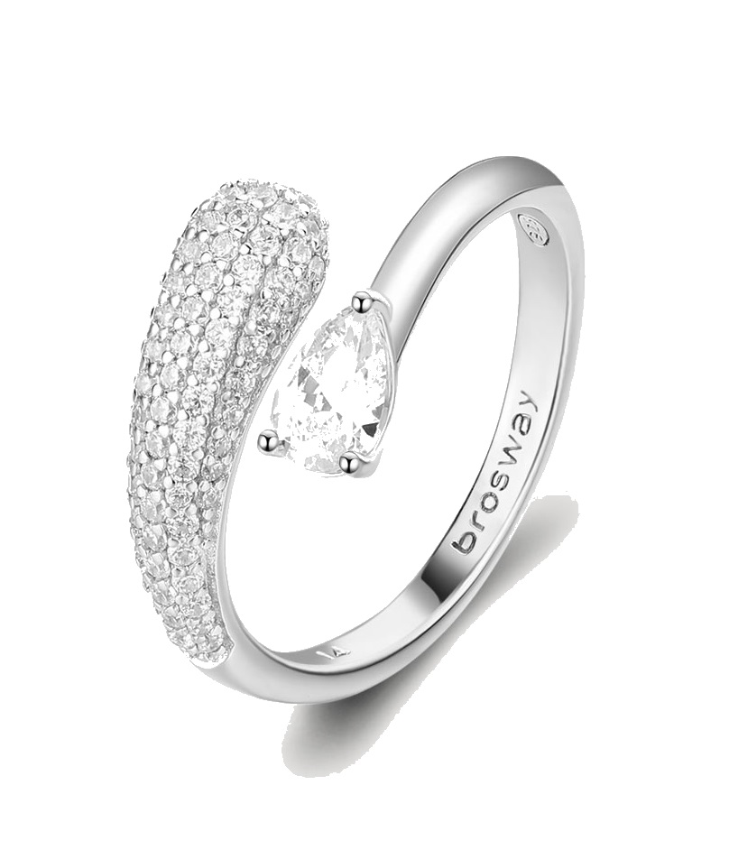 Brosway Strieborný otvorený prsteň Infinite White Fancy FIW129 52 mm.