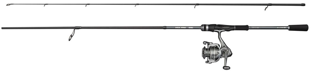 Mitchell prút mx pro 802mh 3000fd spinning combo 2,44 m 10-42 g.
 •Blank z 24T uhlíka s rýchlou akciou •Ľahké očká z nerezovej ocele proti zamotaniu •Ergonomické sedlo navijaku •4+1 ložísk •Hliníková cievka a kľučka •Semi-pomalá oscilácia pre optimálne položenie vlasca •Robustný preklápač