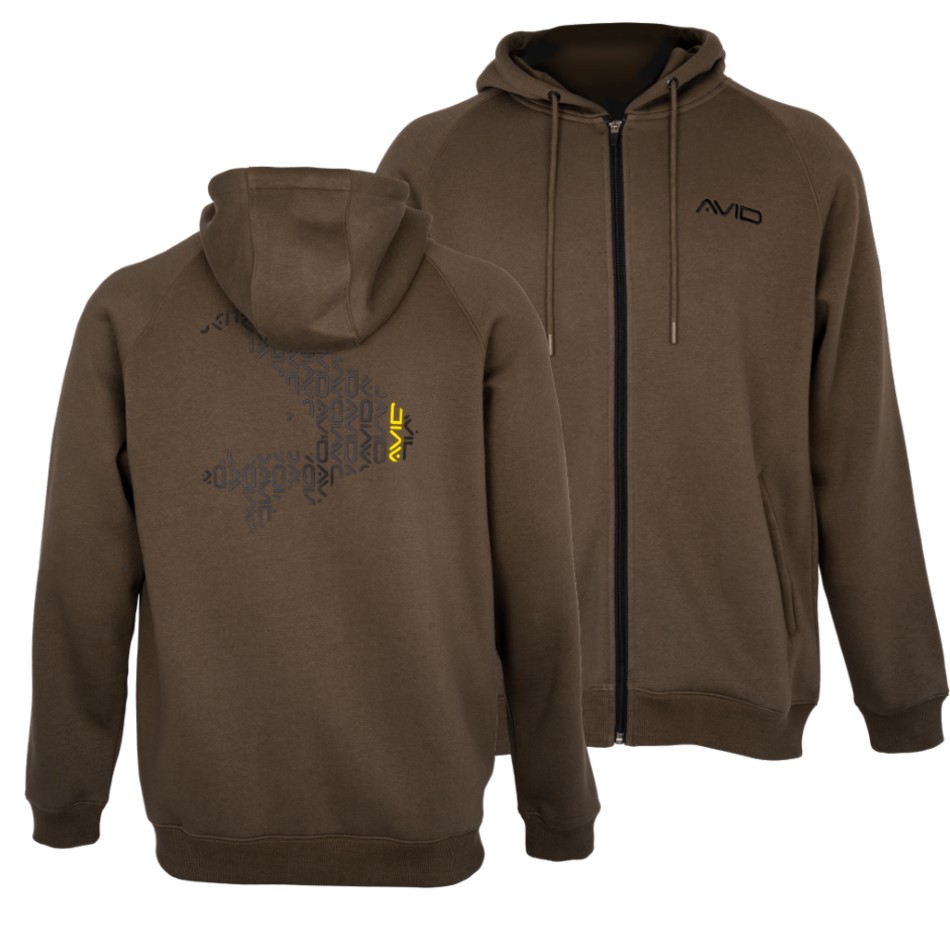 Avid carp mikina compound zip hoodie brown - l.