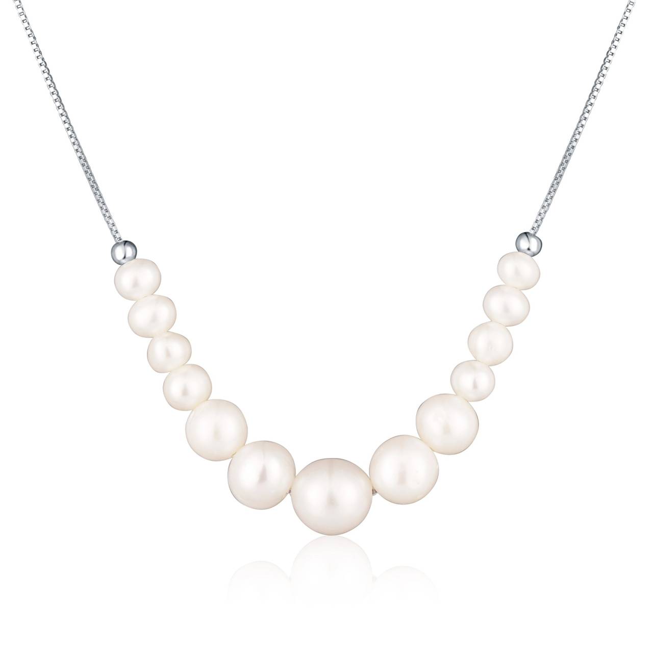 JVD Luxusný strieborný náhrdelník s pravými perlami SVLN0547XD2P145.