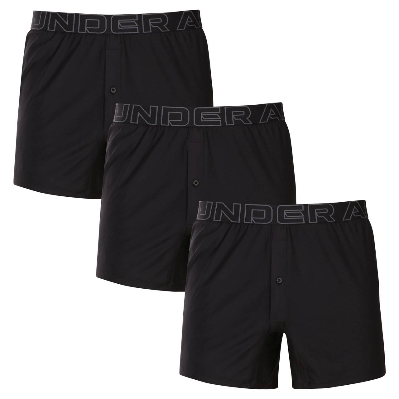3PACK pánske trenky Under Armour čierné (1390498 001) 3XL, trenírky.
Zabudnite na kompromisy medzi štýlom a pohodlím.
Ľahké, pružné a rýchloschnúce
Pánske boxerky Under Armour sú vyrobené z vysoko funkčnej zmesi polyesteru a elastanu, ktorá poskytuje perfektnú kombináciu pohodlia a výkonu.
Jednoduchý štýl, ktorý funguje
Jednofarebný dizajn dopĺňa vytkávaná guma s výrazným logom – jemný, ale štýlový detail.
Prečo si zamilujete boxerky Under Armour

Ideálne na každodenné nosenie: Vhodné do práce, domova aj do postele.
Vhodné pre aktívny životný štýl: Vďaka funkčným materiálom sa nebudete potiť ani pri intenzívnej aktivite.
Maximálny komfort: Voľný strih a mäkká tkanina zaručujú pohodlie aj po celom dni nosenia.
Moderný vzhľad: Štýlový dizajn a vysokokvalitné spracovanie vás nesklamú v žiadnej situácii.
Ľahká údržba: Ľahko sa perú a rýchlo schnú.

Spodná bielizeň Under Armour pre aktívny životný štýl
Značku Under Armour založil bývalý americký futbalista Kevin Plank, ktorý nebol spokojný so svojím športovým oblečením, ktoré sa ľahko spotilo a rozhodne nevoňalo príjemne.
Ako sa starať o šortky Under Armour
Aby vaše obľúbené šortky zostali dlho v perfektnom stave, odporúčame dodržiavať tieto pokyny na údržbu.

Pranie: Šortky perte na 30 °C.
Sušenie: Ideálne je sušiť šortky na vzduchu.
Žehlenie: Žehlenie nie je potrebné – materiál je odolný voči pokrčeniu.

Tip: Staňte sa odborníkom na starostlivosť o spodnú bielizeň vďaka tipom v našom článku a poskytnite svojim obľúbeným kúskom starostlivosť, ktorú si zaslúžia.