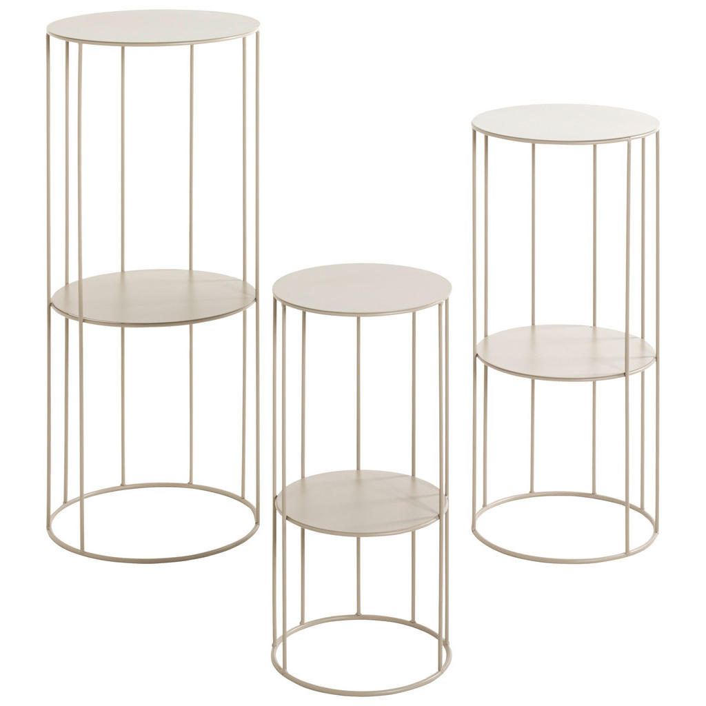 SADA PRÍRUČNÝCH STOLÍKOV, svetlosivá.