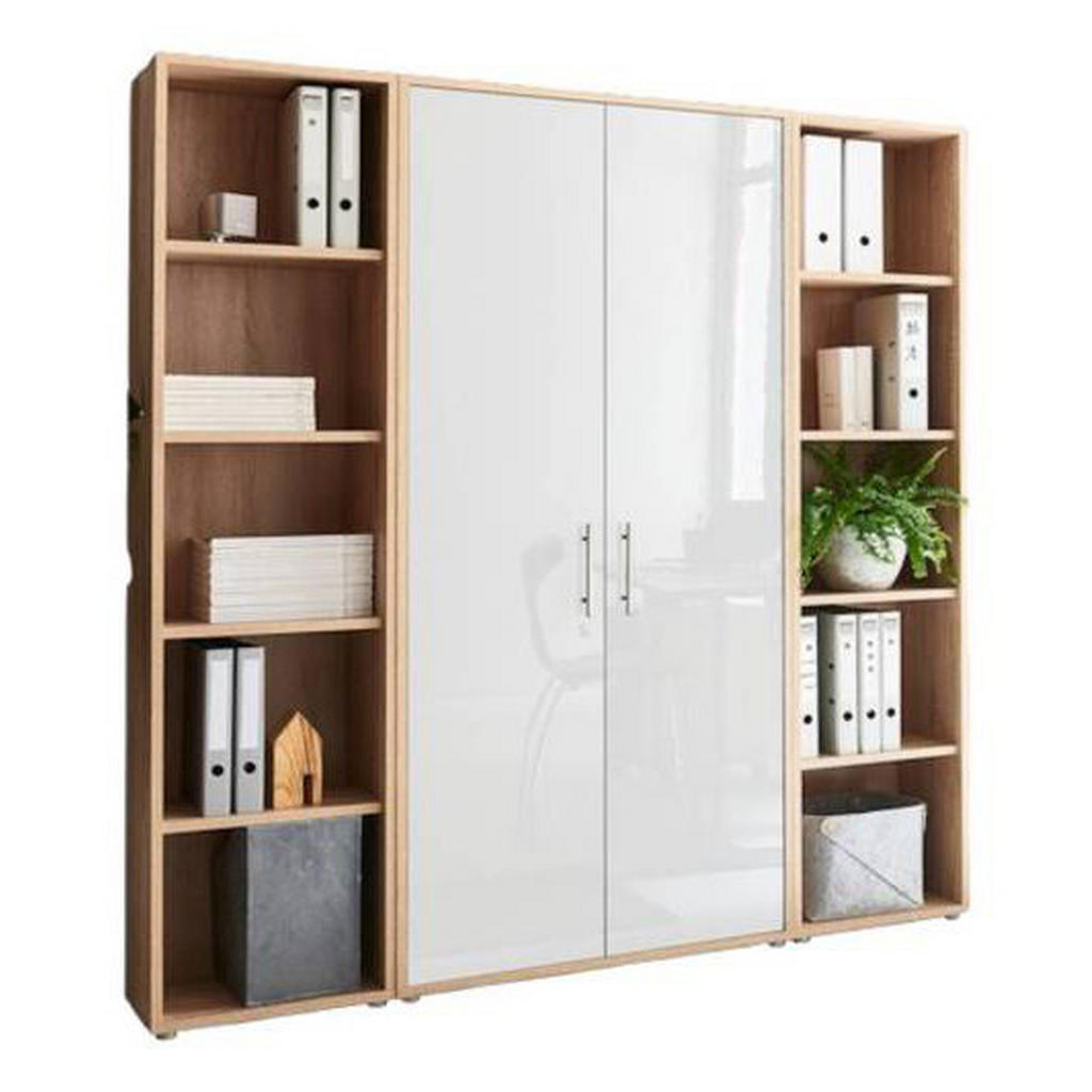 MID.YOU SKRINKA NA DOKUMENTY, dub sonoma, biela s vysokým leskom, 173/186/33 cm.