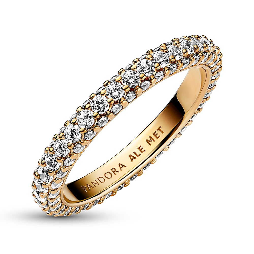 Pandora Trblietavý pozlátený prsteň so zirkónmi Shine Timeless 162627C01 50 mm.