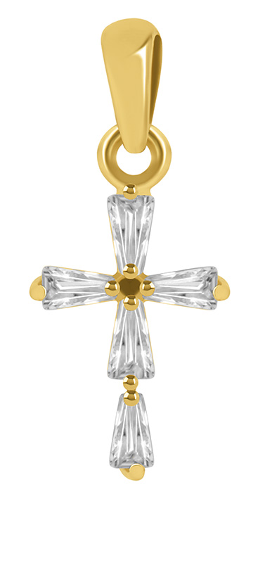 Brilio Zlatý prívesok Krížik so zirkónmi 14/664.741ZIR.