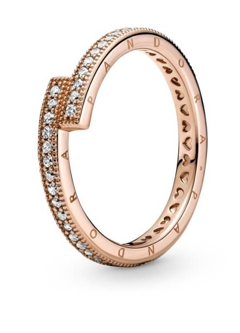 Pandora Nežný bronzový prsteň Logo a srdiečka 189491C01 50 mm.