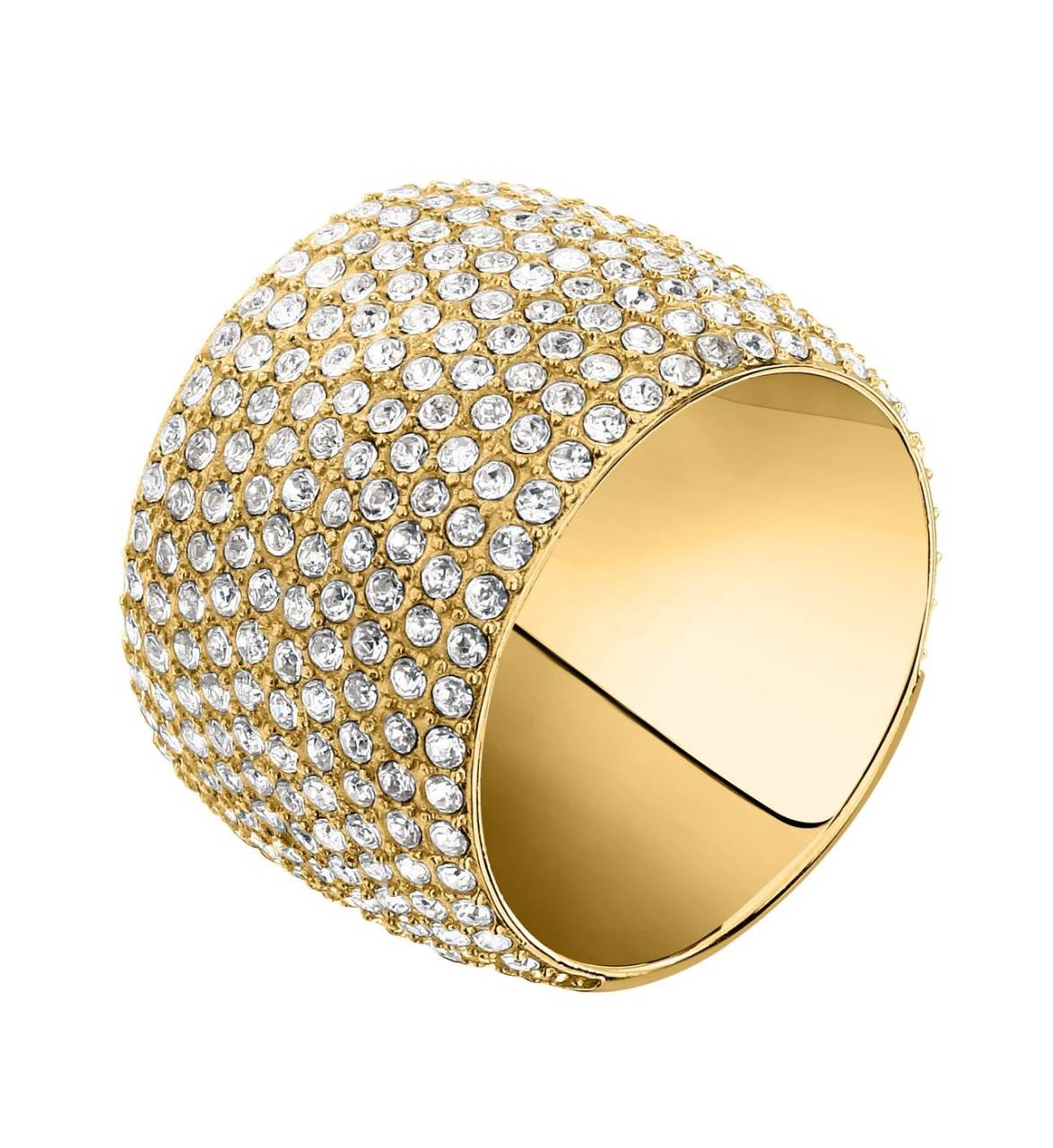 Trussardi Trblietavý pozlátený prsteň z ocele T-Design TJAXC103 56 mm.