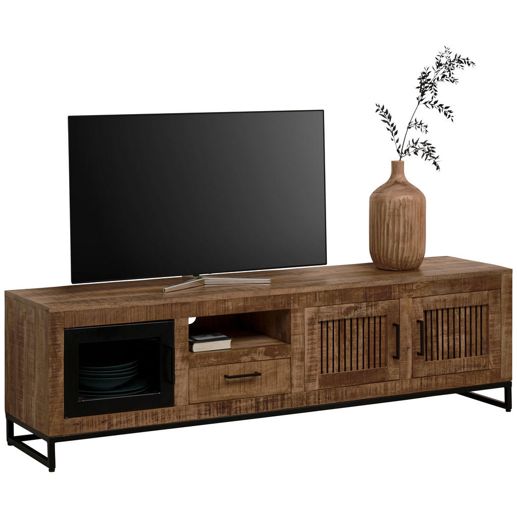 Carryhome NÍZKA KOMODA, mangové drevo, prírodná farba, svetlohnedá, 175/50/40 cm.