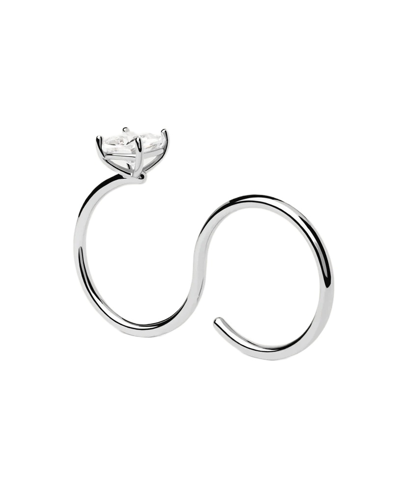 PDPAOLA Módny dvojitý strieborný prsteň so zirkónom Sofia AN02-A27 48 mm.