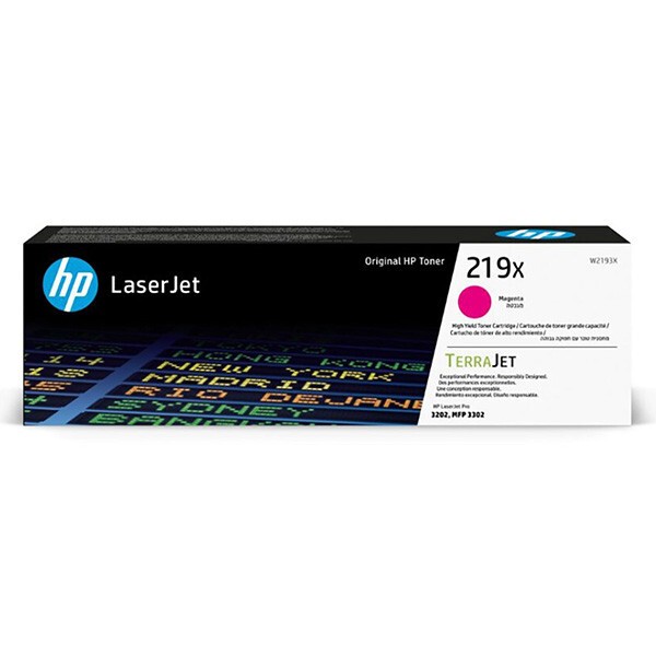 HP 219X W2193X purpurový (magenta) originálny toner.
Originálny toner = záruka priamo od výrobcu tlačiarne
100 % použitie v tlačiarni - bezproblémové fungovanie s vašou tlačiarňou
Použitím originálnej náplne predlžujete životnosť tlačiarne
Osvedčená špičková kvalita - vysoko kvalitná a spoľahlivá tlač originálnou tlačovou kazetou od prvej do poslednej stránky
Trvalé a profesionálne výsledky tlače - dlhodobá udržateľnosť tlače
Kratšia prodleva pri tlači stránok
Garancia Vašej spokojnosti s použitím našej originálnej náplne
Zabezpečujeme bezplatnú recykláciu originálnych náplní
Zlyhanie náplne v menej ako 1% prípadov
Jednoduchá a rýchla výmena náplne

Kód výrobcu: W2193X