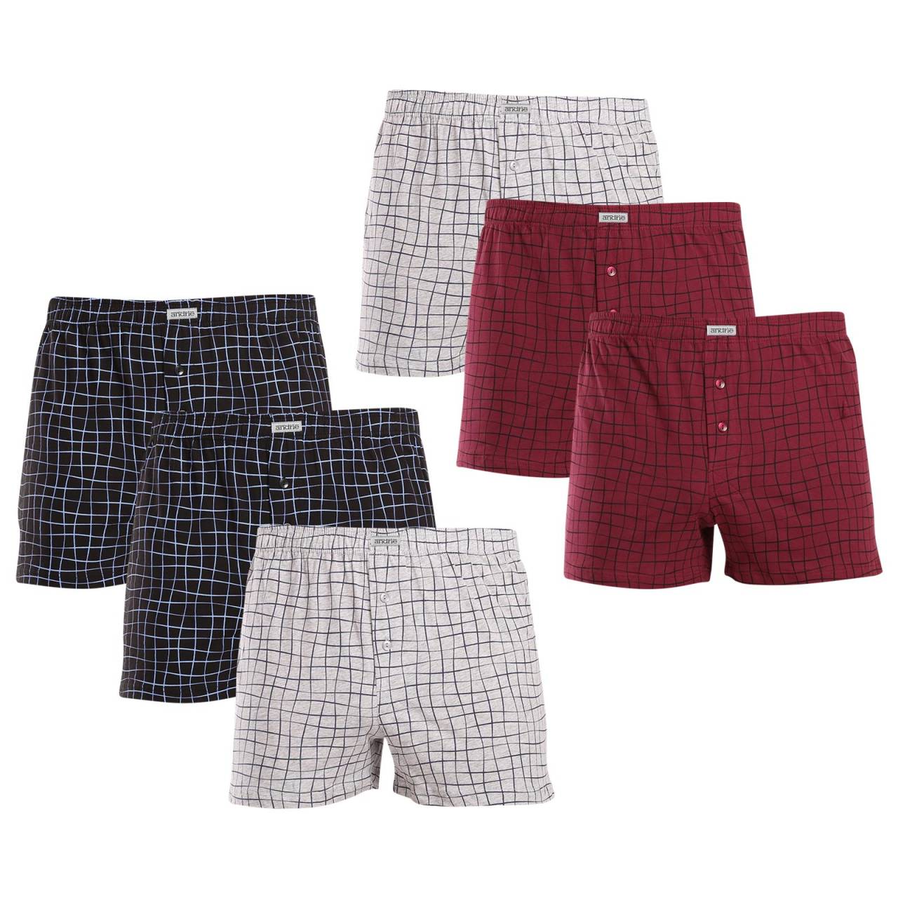 6PACK Boxers para homem Andrie multicolorido (PS 5764) L.
Adicione uma peça confortável e elegante ao seu guarda-roupa com os calções Andrie para homem multipack em cores clássicas.
Material de alta qualidade para conforto durante todo o dia
Os calções Andrie são fabricados em 100% algodão e oferecem suavidade e respirabilidade.
Design elegante e ajuste confortável
O trio de calções apresenta padrões subtis em diferentes cores que conferem um aspeto moderno e originalidade ao seu guarda-roupa.
Porquê comprar calções Andrie?

Material 100% algodão para maior suavidade e conforto.


Ajuste clássico e solto para o máximo conforto.


Designdecente que se adequa a qualquer ocasião.

A Andrie oferece roupa interior checa para homens que sabem o que querem
Os calções para homem Andrie distinguem-se pelos seus materiais agradáveis e pela qualidade de fabrico.
Como cuidar dos calções de Andrie
Siga estes passos simples para manter a qualidade e o conforto dos seus calções:

Lavandaria: Lavar a uma temperatura máxima de 40 °C com detergentes suaves para manter o material macio e os padrões intensos.


Secagem: Não secar os calções na máquina de secar, recomendamos que os deixe secar ao ar livre.


Passar a ferro: Para obter um aspeto suave, pode passar os calções a ferro a uma temperatura baixa.

Sugestão: Torne-se um especialista em manutenção de lingerie com as dicas do nosso artigo e dê às suas peças favoritas o cuidado que elas merecem.