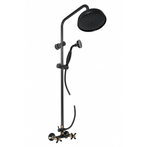 RAV SLEZÁK Morava Retro sprchový systém s držiakom sprchy a sprchovou hadicou čierna matná/stará mosadz mk181.0/7cmatsm MK181.07CMATSM.
