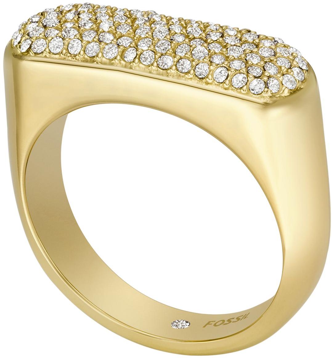 Fossil Elegantný pozlátený prsteň s kryštálmi Vintage Twist JF04585710 57 mm.