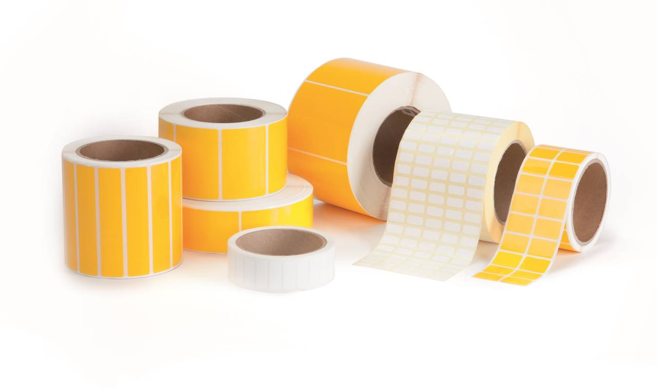 Partex PLT015006D4SM/3 polyesterové etikety 15x6 mm, žluté matné, 10000ks, pro TTR, role.