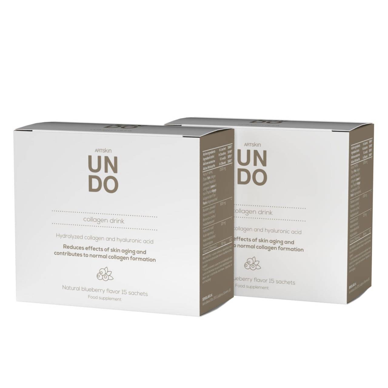UNDO Collagen Drink | 1+1 OFFERT | Boisson au collagène de haute qualité avec collagène hydrolysé et acide hyaluronique | 2x15 sachets pour 30 jours.