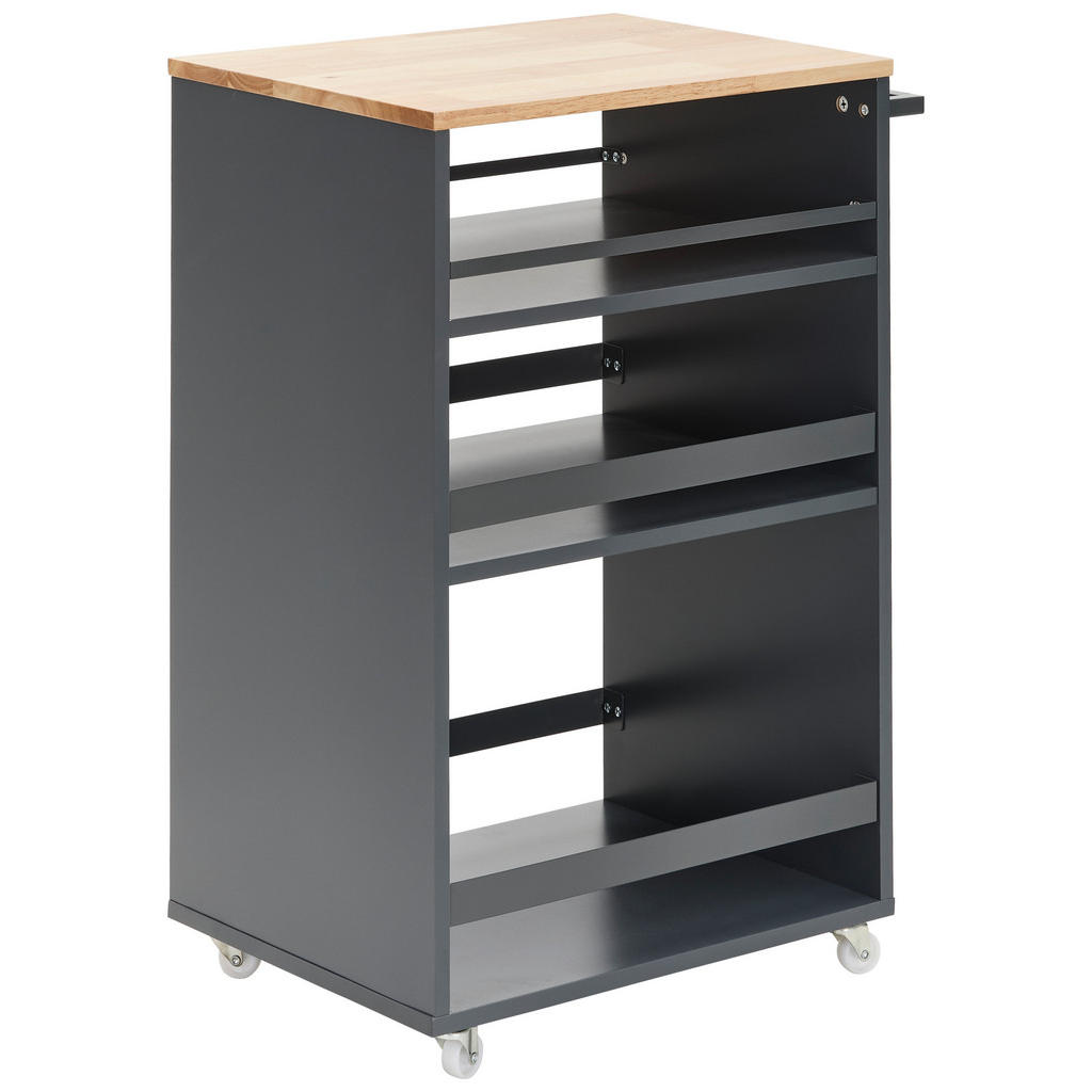 MID.YOU SERVÍROVACÍ VOZÍK, sivá, prírodná farba, 50/38/78 cm.