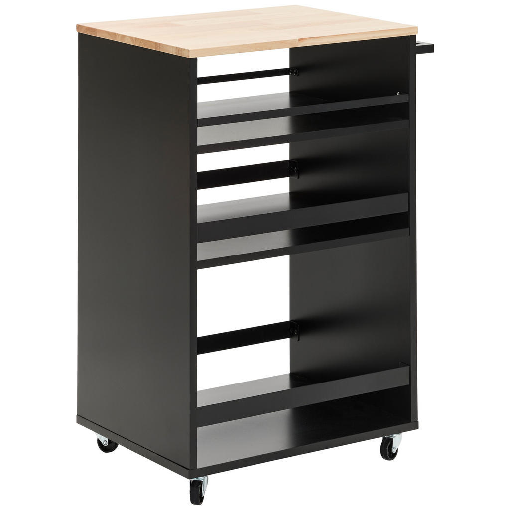 MID.YOU SERVÍROVACÍ VOZÍK, prírodná farba, čierna, 50/38/78 cm.