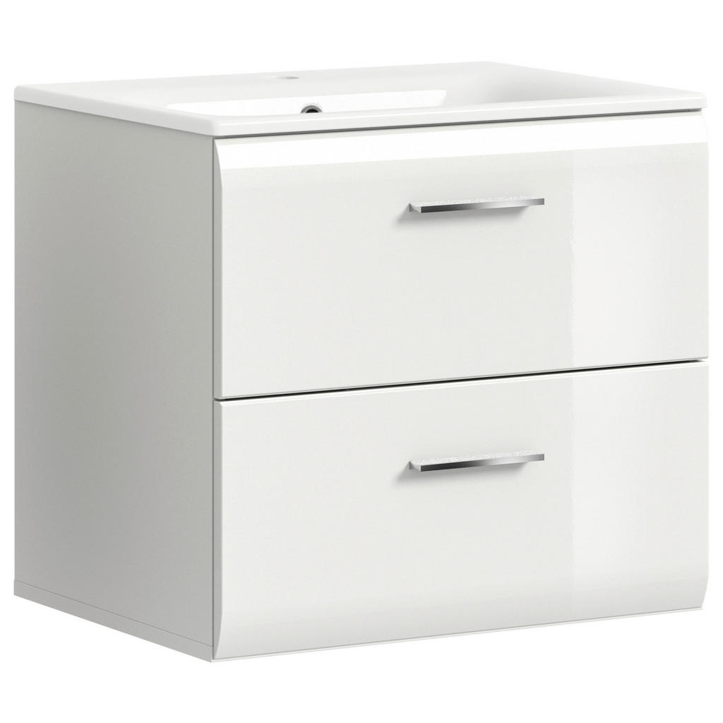 MID.YOU SKRINKA S UMÝVADLOM, biela s vysokým leskom, biela, 60 cm.