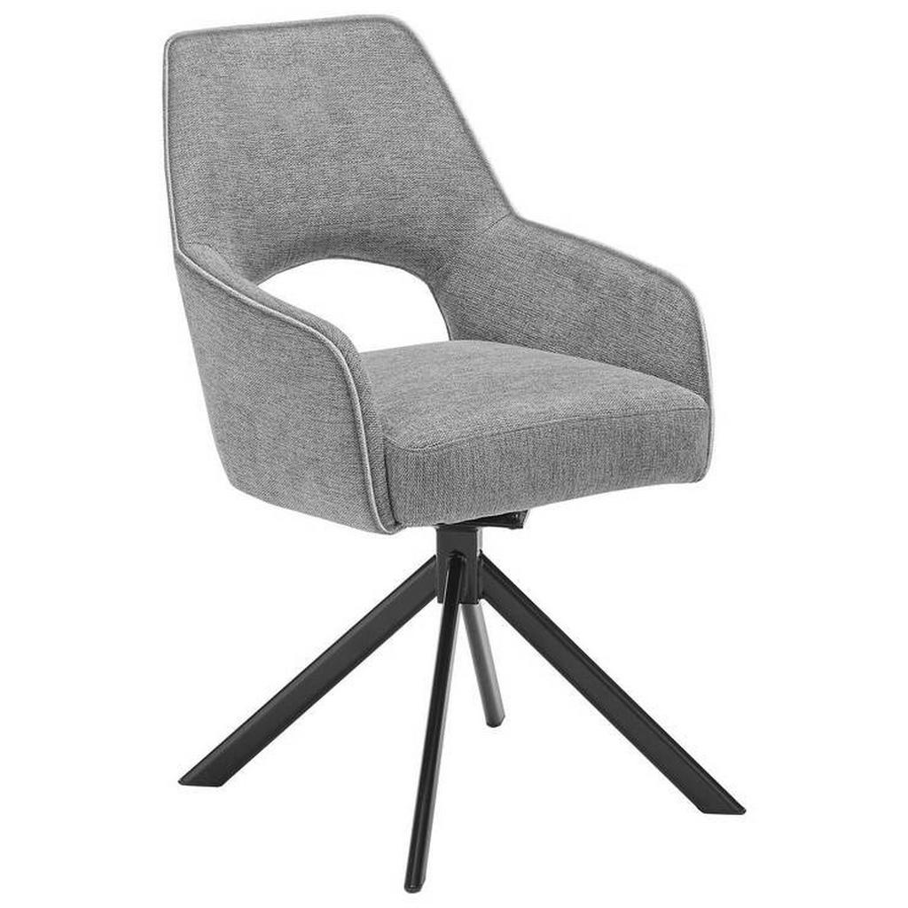 SetOne by Musterring STOLIČKA S PODRÚČKAMI, železo, sivá, čierna.