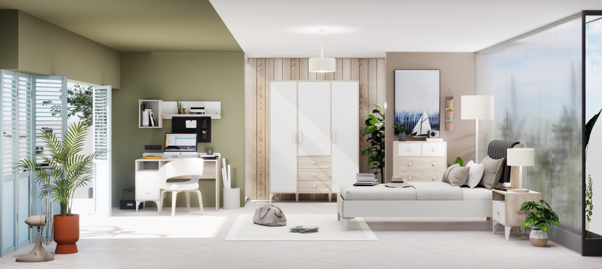 Študentská izba kaylla 2 - dub sofia, biela.

 

Celá izba pôsobí sviežo a útulne – ideálna voľba pre milovníkov moderného, severského alebo minimalistického štýlu.

 

Okrúhle úchytky v bielo-drevenom dekore zjednocujú vzhľad celej zostavy a podčiarkujú jej harmonický charakter.

 

Izba Kaylla tak prináša nielen estetický zážitok, ale aj praktické využitie – ideálne prostredie pre oddych, poriadok a pokojný domov.

 

Izba sa skladá z nasledujúcich kusov nábytku:


Trojdverová šatníková skriňa Kaylla - dub sofia, biela

Písací stôl so zásuvkami Kaylla - dub sofia, biela

Posteľ 100x200 cm Kaylla - dub sofia, biela

Zásuvková komoda Kaylla - dub sofia, biela

Nočný stolík Kaylla - dub sofia, biela

Nástenná polica Kaylla - dub sofia, biela, čierna

 


Nábytok sa dodáva v demontovanom stave.

 

Všetok nábytok z kolekcie Kaylla nájdete nižšie v súvisiacich produktoch.