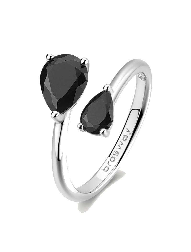 Brosway Strieborný otvorený prsteň Mystery Black Fancy FMB119 54 mm.