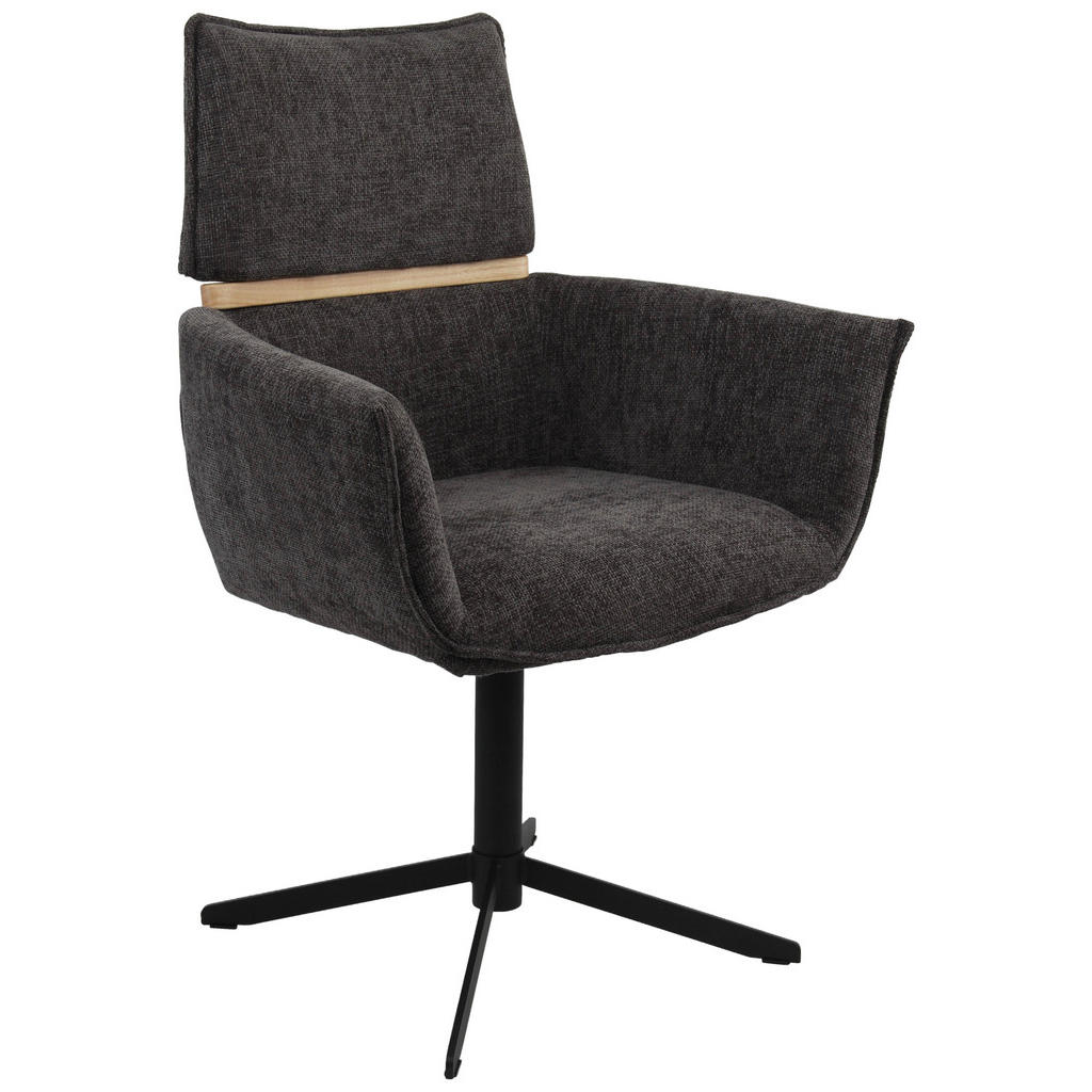 MID.YOU STOLIČKA S PODRÚČKAMI, železo, tkaná textília, tmavosivá.