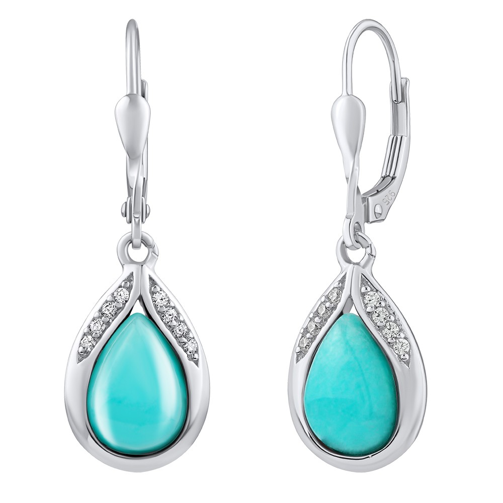 Silvego Strieborné náušnice s prírodným amazonitom JST13327EAZ.