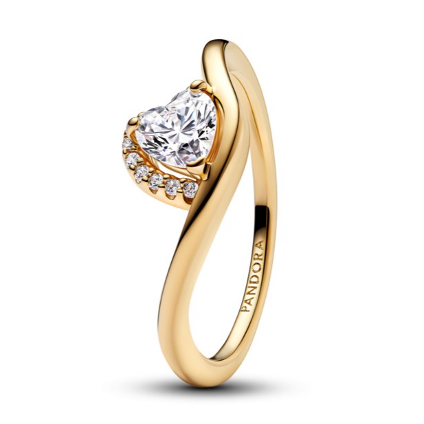 Pandora Romantický pozlátený prsteň Zvlnené srdce Shine Timeless 163660C01 60 mm.