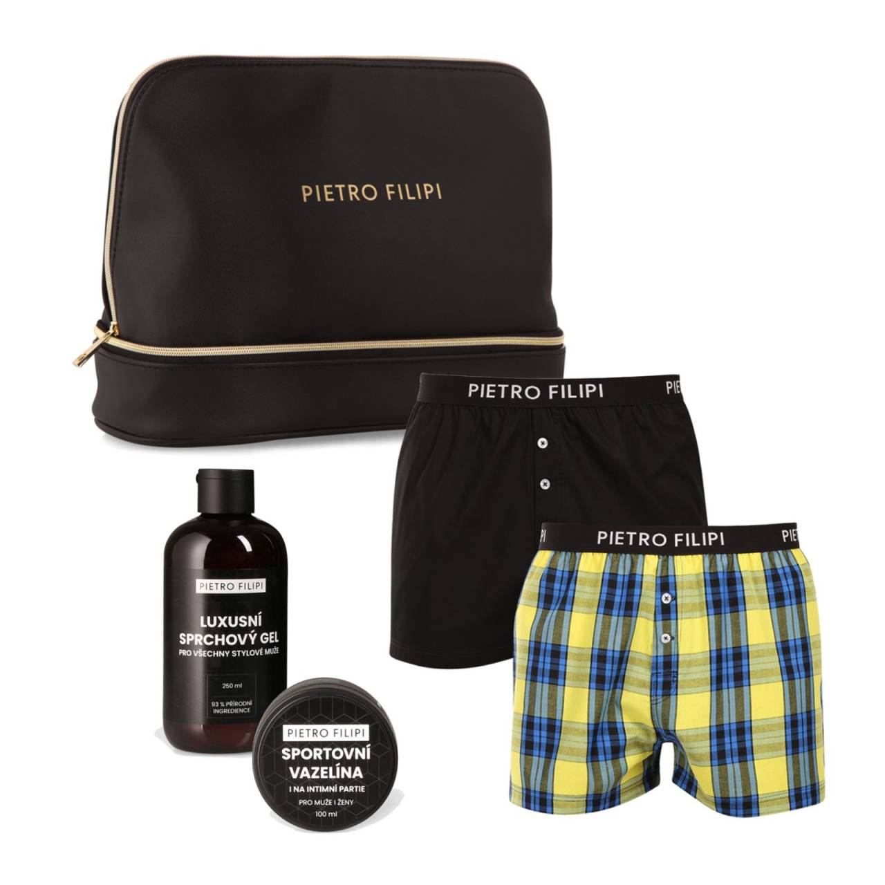 Pánska darčková kozmetická taštička 2PACK trenky a kozmetika Pietro Filipi (4PJTGP1Z1) XL, trenírky.