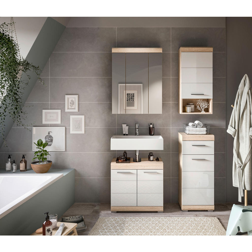 MID.YOU KÚPEĽŇA dub sonoma, biela s vysokým leskom.