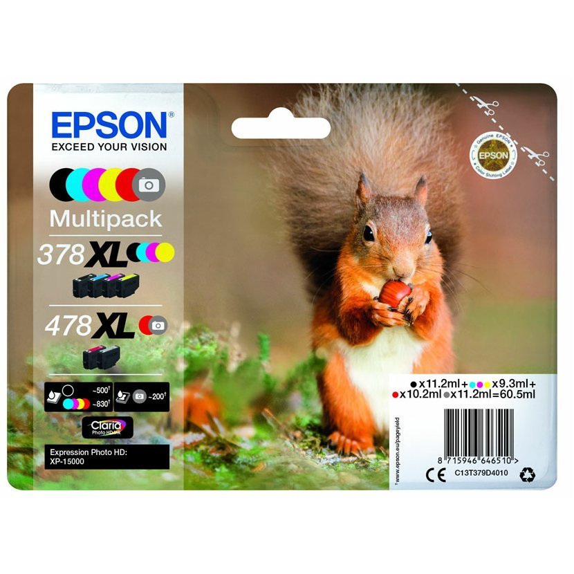 Epson 378XL+478XL C13T379D4010 barevná (CMYK) sada originální cartridge.