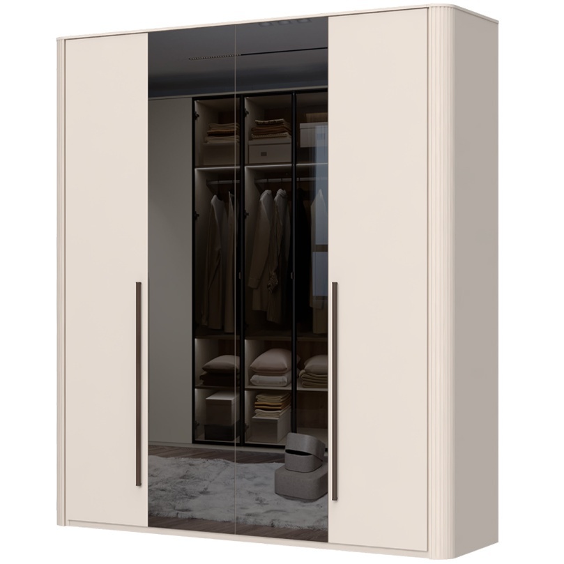 Štvordverová šatníková skriňa so zrkadlom renfri - kašmír.

 

Interiér skrine je premyslený do posledného detailu a štýlizovaný do textilného dekoru.

 

Renfri nie je len šatníková skriňa; je to dizajnový prvok, ktorý harmonicky prepája vzhľad s praktickými detailmi pre každodenný komfort.

 

Skriňu ľahko zladíte s ďalšími prvkami kolekcie Renfri a vytvoríte harmonický celok v jednotnom kašmírovom odtieni s akcentom Midnight Copper.

 

Rozmery šatníkovej skrine Renfri sú 198x225x56cm (š,v,h)

 

Ďalší nábytok z kolekcie Renfri nájdete v súvisiacich produktoch.