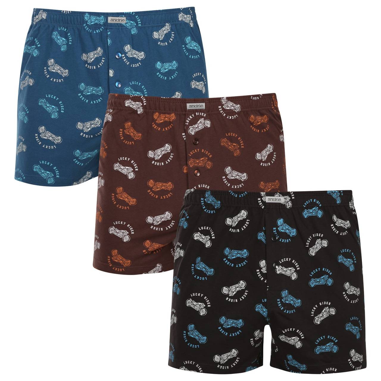 3PACK pánske trenky Andrie viacfarebné (PS 5892) 3XL, trenírky.
Doplnite svoj šatník o pohodlný a štýlový kúsok.
Prémiový materiál pre celodenné pohodlie
Boxerky Andrie sú vyrobené zo 100 % bavlny, ktorá ponúka jemnosť a priedušnosť.
Elegantný dizajn a pohodlný strih
Boxerky majú diskrétne vzory v rôznych farbách, ktoré dodávajú šatníku moderný vzhľad a originalitu.
Prečo si kúpiť boxerky Andrie?

100% bavlna pre jemnosť a pohodlie.


Klasický voľný strih pre maximálny komfort.


Diskrétny dizajn, ktorý sa hodí na každú príležitosť.

Andrie ponúka české spodné prádlo pre mužov, ktorí vedia, čo chcú
Pánske boxerky Andrie vynikajú príjemnými materiálmi a kvalitným spracovaním.
Ako sa starať o boxerky Andrie
Aby si zachovali kvalitu a pohodlie, postupuj podľa týchto jednoduchých krokov:

Pranie: Per na maximálnej teplote 40 °C s jemnými pracími prostriedkami, aby materiál zostal mäkký a vzory intenzívne.


Sušenie: Boxerky nesušte v sušičke, odporúčame ich nechať voľne uschnúť.


Žehlenie: Pre hladký vzhľad môžete boxerky žehliť na nízkej teplote.

Tip: Staňte sa odborníkom na údržbu spodnej bielizne vďaka tipom v našom článku a doprajte svojim obľúbeným kúskom starostlivosť, ktorú si zaslúžia.