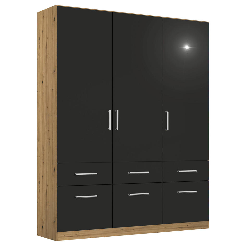 Rauch Möbel SKRIŇA S OTOČNÝMI DVERAMI, sivá, dub artisan, 136/197/54 cm.