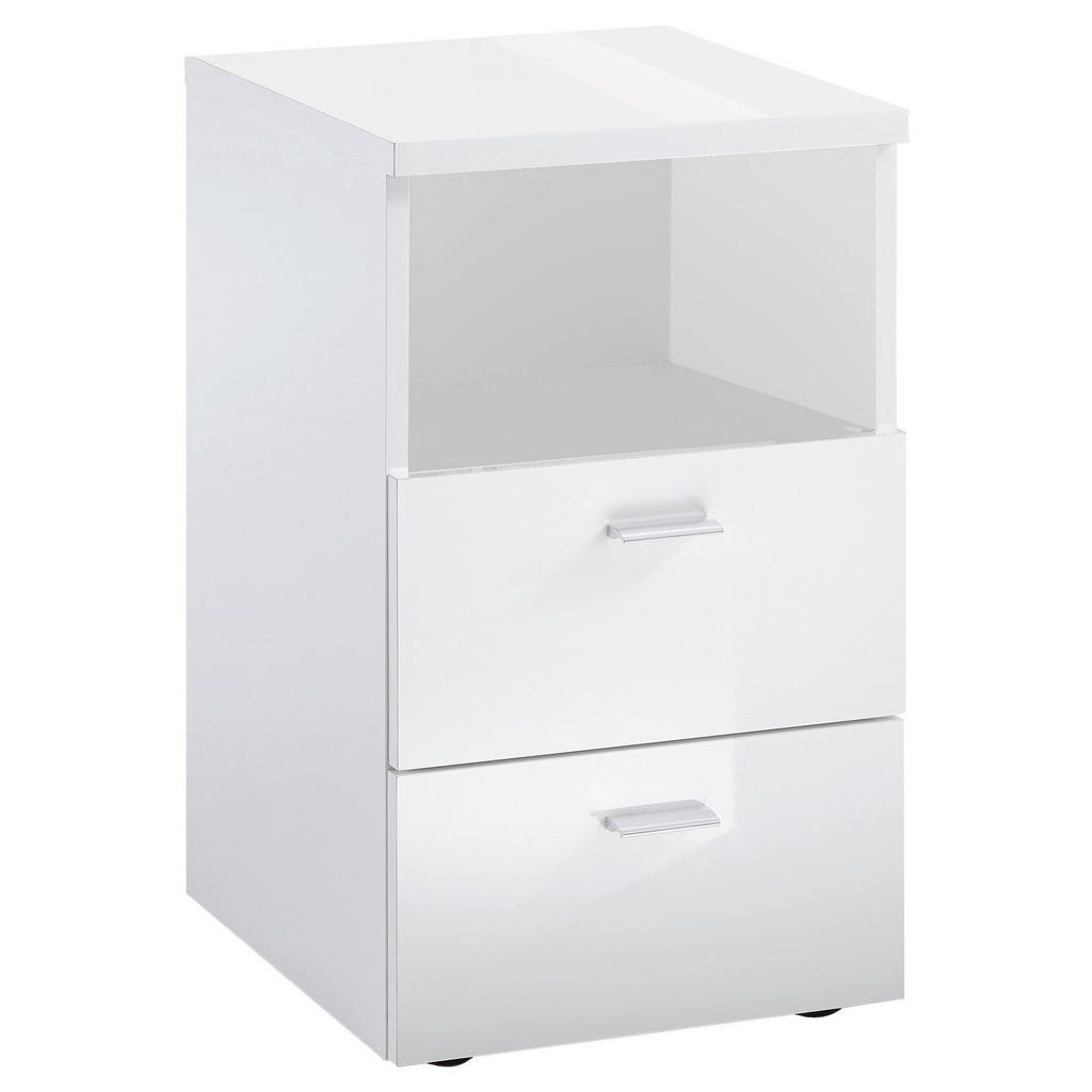 Carryhome NOČNÝ STOLÍK, biela s vysokým leskom, 35/62/40 cm.