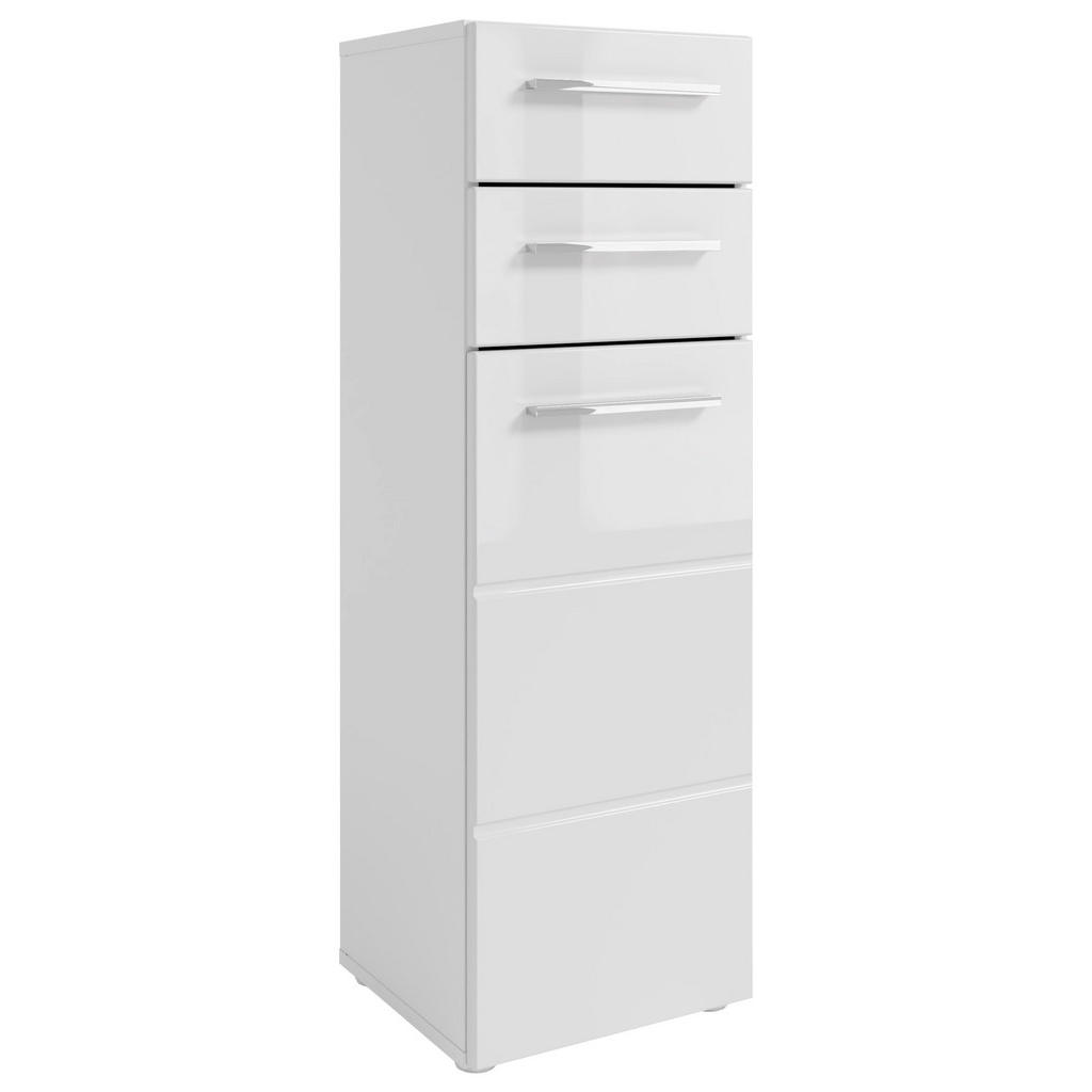 MID.YOU VYSOKÁ KOMODA, biela, biela s vysokým leskom, 34/104/31 cm.