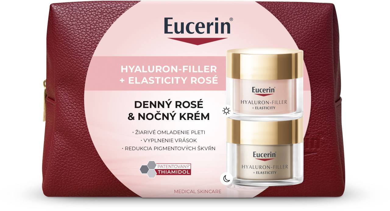 Eucerin Vianočná taštička HYALURON-FILLER + ELASTICITY Denný krém ROSÉ + Nočný krém.