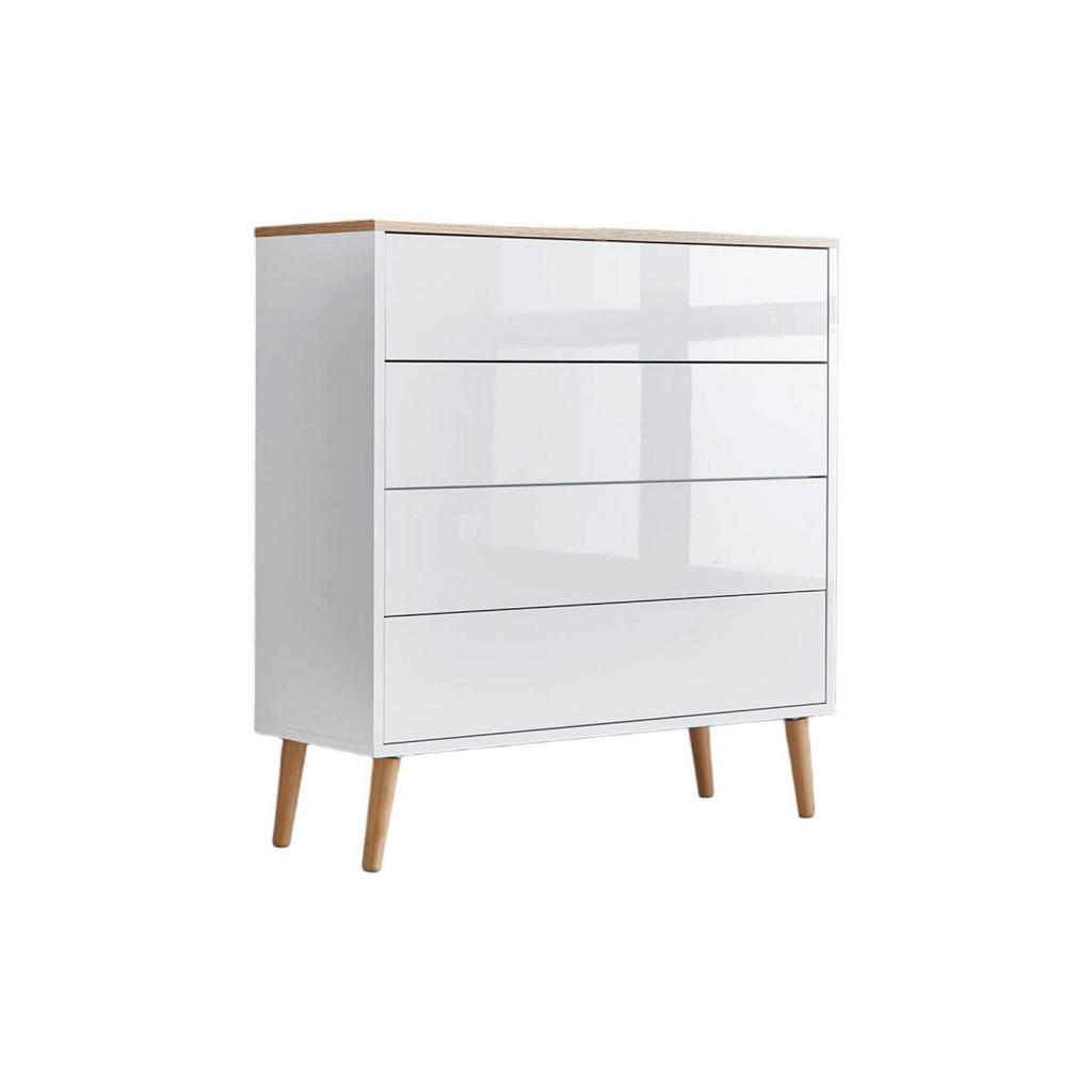 MID.YOU KOMODA, biela, farba duba, biela s vysokým leskom, 79/86/33 cm.