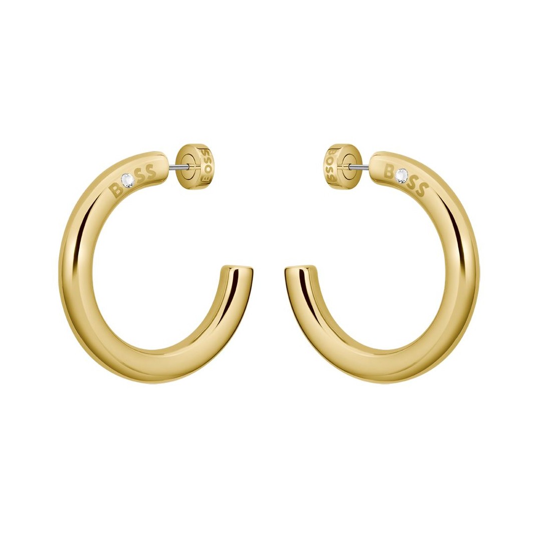 Hugo Boss Kruhové náušnice z pozlátenej ocele Live Statement 1580738.