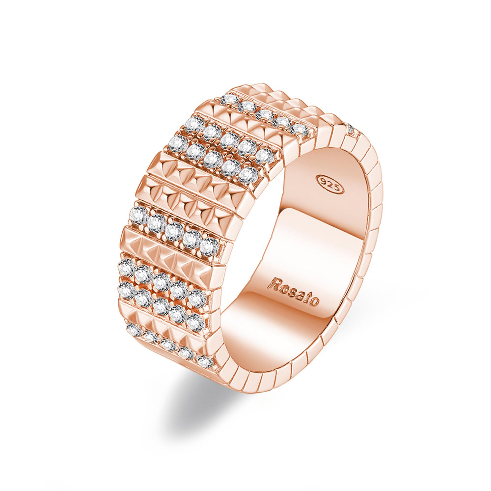 Rosato Blyštivý bronzový prsteň so zirkónmi Cubica RZCU58 56 mm.