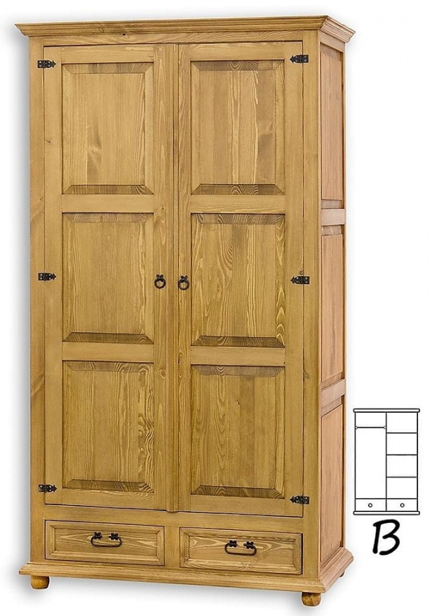 Skriňa s policami a tyčou sedliacka szy 01b - k16 antická biela.