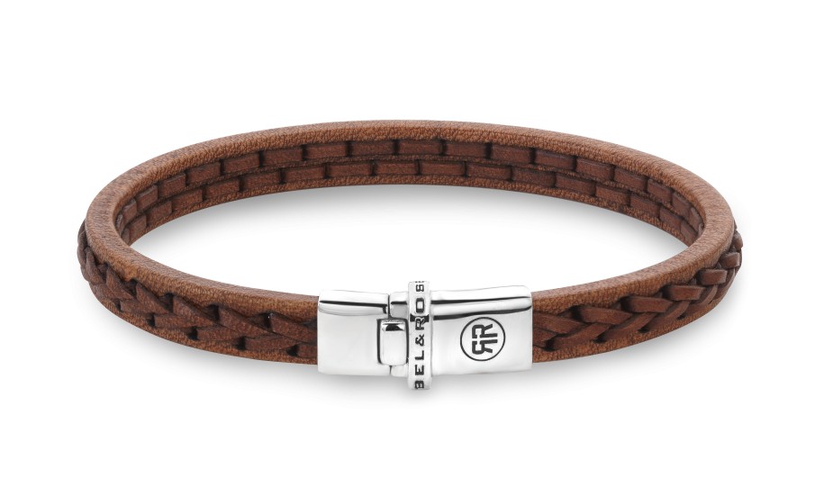Rebel&Rose Hnedý kožený náramok Stranded Cognac RR-L0156-S 15 cm - XS.