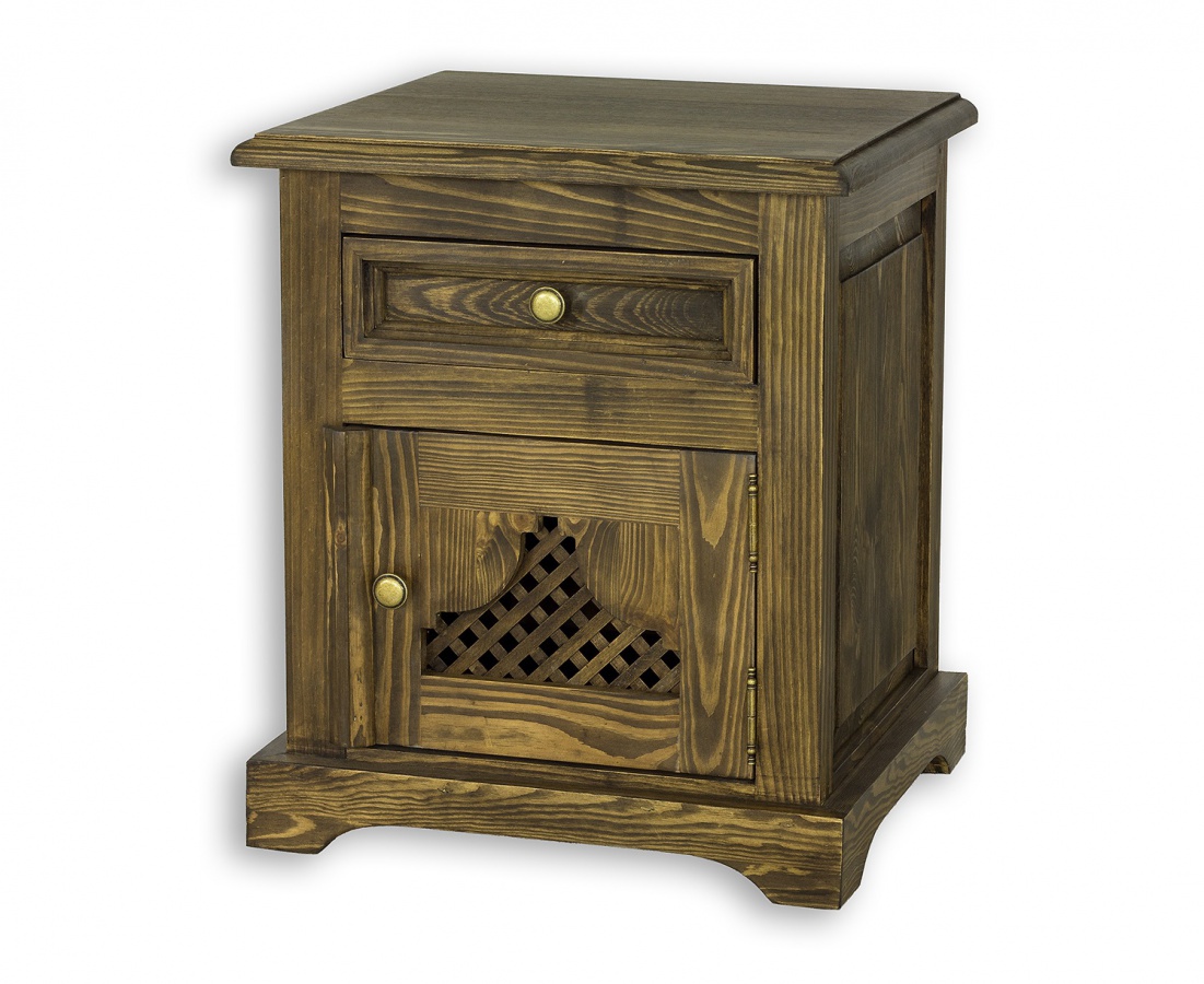 Nočný stolík z masívu com 17 - k03 biela patina.