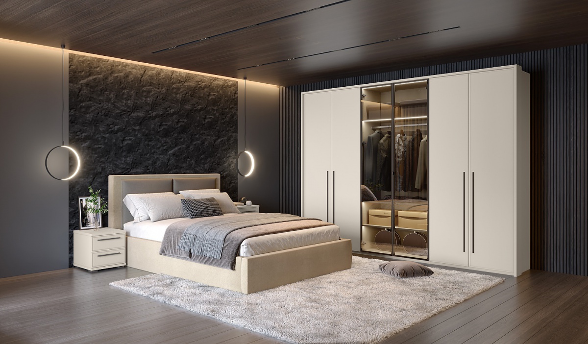 Malá spálňa i baptiste - béžová.

 

Táto manželská posteľ je čalúnená v kvalitnej látke a určite oceníte aj vysoké čelo, ktoré je potiahnuté kombináciou látky a eko-kože.

 

Bez nočného stolíka nie je žiadna spálňa kompletná.

 

Šesťdverová šatníková skriňa je vybavená plnými aj presklenými dvierkami.

 

Malá spálňa I sa skladá z týchto prvkov:


	Čalúnená manželská posteľ s výklopným úložným priestorom 180x200cm Baptiste - 200x120x213cm (š, v, h)
	2x nočný stolík Baptiste - 45x53x40cm (š, v, h)
	Šesťdverová kombinovaná šatníková skriňa s rámom Baptiste - 277x226x60cm (š, v, h)


 

Všetky produkty z kolekcie Baptiste nájdete nižšie v súvisiacich produktoch.