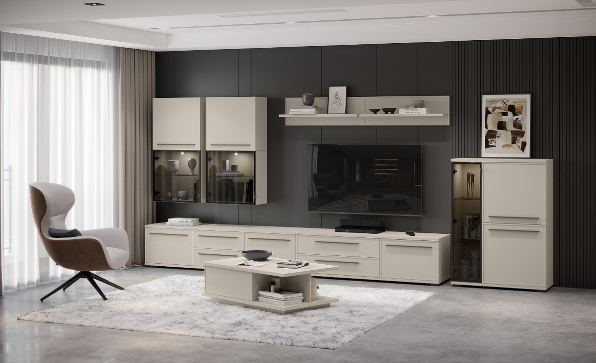 Obývacia zostava baptiste - béžová.

 

Vitríny sú čím ďalej obľúbenejšie a jedná sa o prvky, ktoré vytvoria v obývacej izbe naozaj nadpozemskú atmosféru.

 

Túžite po modernom, ale pritom neobvyklom konferenčnom stolíku, ktorý poteší nielen svojim vzhľadom, ale aj poslúži tak, ako má?

 

Štyri závesné štvorcové skrinky sú drobným prvkom, ale napriek tomu vo vašej obývačke urobia skutočnú parádu.

 

Nástennými policami fantasticky doladíte každý priestor.

 

Televízny stolík je v každej obývacej izbe absolútnou nevyhnutnosťou.

 

Upozorňujeme, že zdroje LED osvetlenia 18W nie sú súčasťou.

 

Obývacia zostava sa skladá z týchto prvkov:


	Konferenčný stolík na kolieskach Baptiste - 104x36x65cm (š, v, h)
	2x závesná presklená skrinka Baptiste - 60x57x29cm (š, v, h)
	2x závesná skrinka Baptiste - 60x57x29cm (š, v, h)
	2x nástenná polica 90 Baptiste - 90x30x21cm (š, v, h)
	Nízka presklená vitrína Baptiste - 90x123x41cm (š, v, h)
	TV stolík 120 Baptiste - 120x46x46cm (š, v, h)
	TV stolík 150 Baptiste - 150x46x46cm (š, v, h)


 

Všetky produkty z kolekcie Baptiste nájdete nižšie v súvisiacich produktoch.