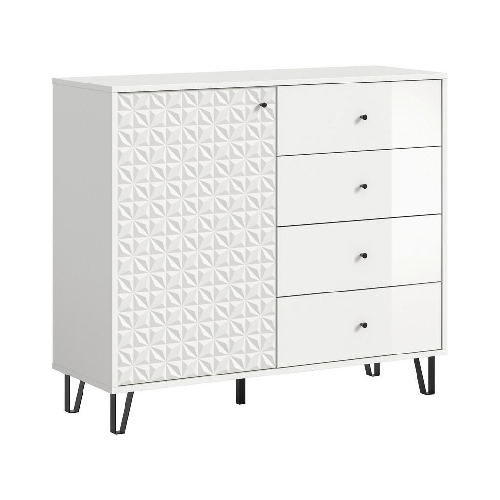 Livetastic VYSOKÁ KOMODA, biela s vysokým leskom, 110/96/40 cm.