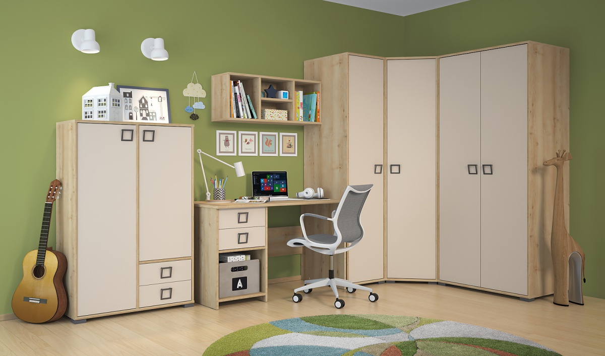 Študentská izba sloane - buk/béžová.

 

Kombinovaná komoda zaujme nielen svojim vzhľadom, ale aj svojou praktickosťou.

 

Vysoká jednodverová šatníková skriňa perfektne padne do menších či užších priestorov.

 

Priestranná dvojdverová šatníková skriňa je opatrená širokými priehradkami a šatníkovou tyčou.

 

Rohová šatníková skriňa všade zapadne ako posledný puzzle dielik.

 

Priestranný písací stôl bude Vášmu dieťaťu robiť radosť dlhé roky.

 

Závesná polica je nielen dokonalou dekoráciou každej izby, ale navyše Vás poteší aj vďaka svojmu úložnému priestoru.

 

Študentská izba sa skladá z týchto prvkov:


	Kombinovaná komoda II Sloane - 84x134x37cm (š, v, h)
	Jednodverová šatníková skriňa II Sloane - 44x198x56cm (š, v, h)
	Dvojdverová šatníková skriňa Sloane - 84x198x56cm (š, v, h)
	Rohová šatníková skriňa II Sloane - 86x198x86cm (š, v, h)
	Písací stôl Sloane – 125x74x60cm (š, v, h)
	Závesná polica Sloane - 81x1,8x52cm (š, v, h)


 

Všetky produkty z kolekcie Sloane nájdete nižšie v súvisiacich produktoch.