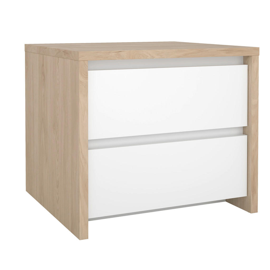 Boxxx NOČNÝ STOLÍK, farba duba, biela s vysokým leskom, 52/45/48 cm.